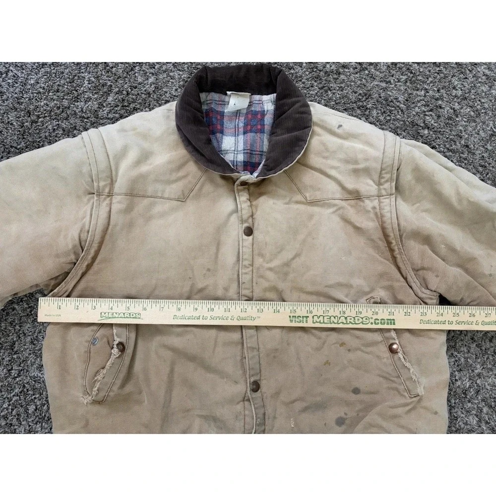 Pella Big Dutch Canvas Work Coat Distressed Flannel Lined Convertible Large USA